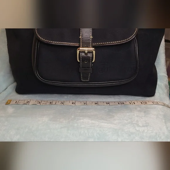 Dooney & Burke Black Leather and Coated Canvas Shoulder Bag - Picture 10 of 17
